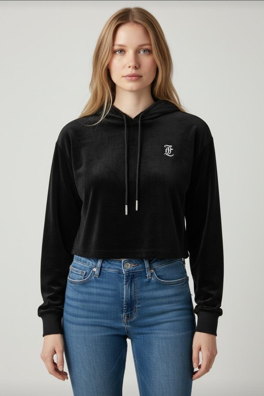Sz Xs Juicy Couture velour cropped hoodie